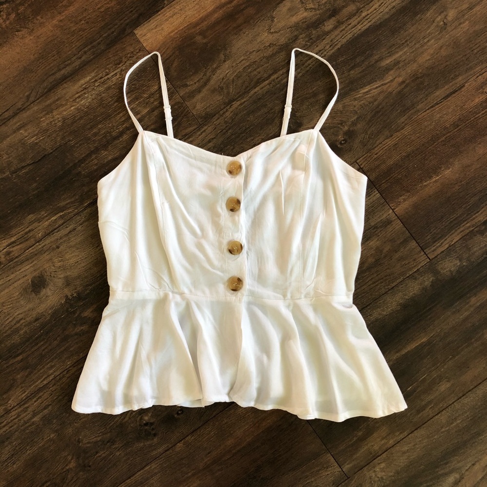 Style Envy - Women’s Button Peplum Tank